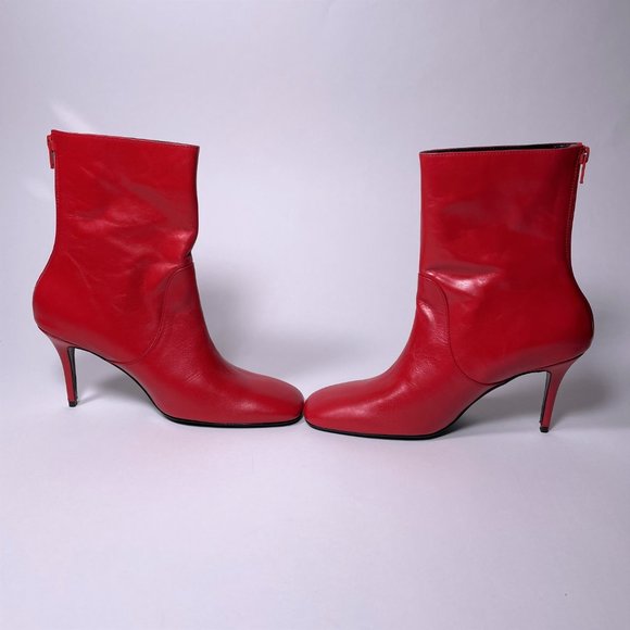 DORATEYMUR Red Leather 'Town & Country' Booties - Picture 4 of 7
